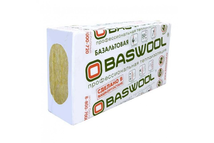 Утеплитель BASWOOL 80 - Вент 1200х600х40 мм, 6 шт. уп