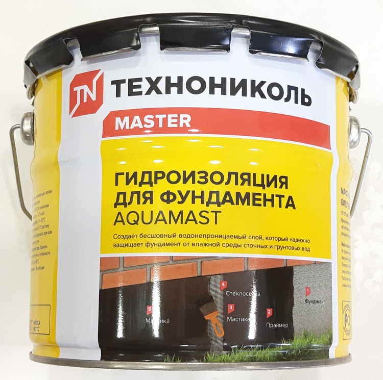 Мастика битумная для фундамента ТЕХНОНИКОЛЬ AquaMast, ведро 3 кг